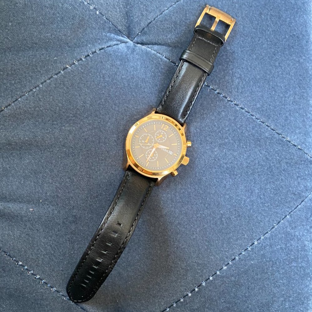 Men'sFossil Rose Gold Black Watch BQ2050 Like NEW - Picture 6 of 13